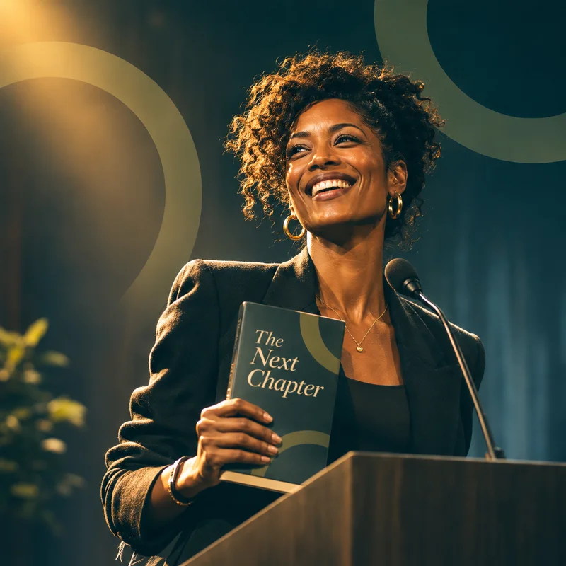 An author signing a copy of their book